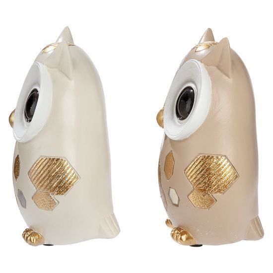 Dekorace figurka sova Midas bílá/hnědá 1ks, 6x9,5x12 cm