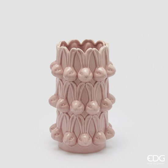 Keramická váza Easter Rabbit růžová, 25x16 cm