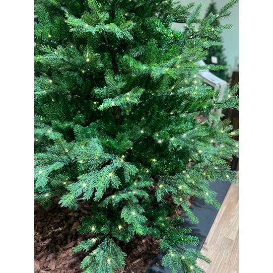 Vianočný umelý stromček s LED osvetlením a kovovým stojanom, 132x180 cm