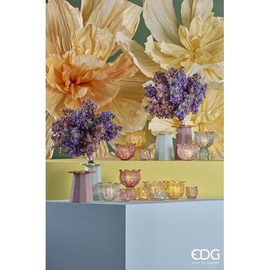 Skleněný svícen na čajovou svíčku ve tvaru tulipánu 1ks, 6,5x7 cm