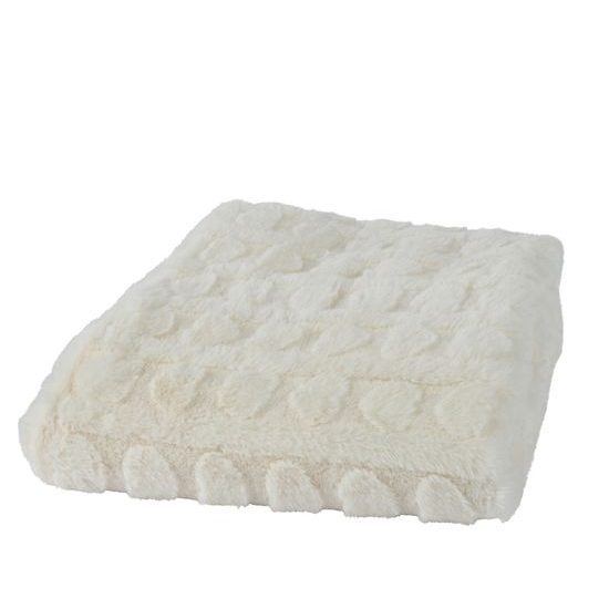 Vánoční huňatá deka s puntíky bílá, 130x160x1,5 cm