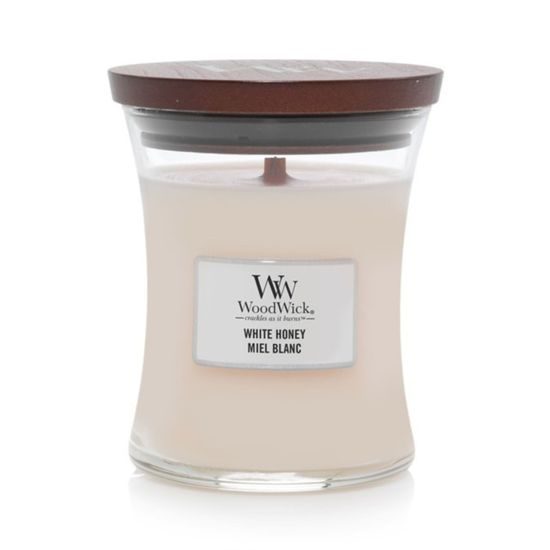 WoodWick White Honey svíčka, váza střední 275 g