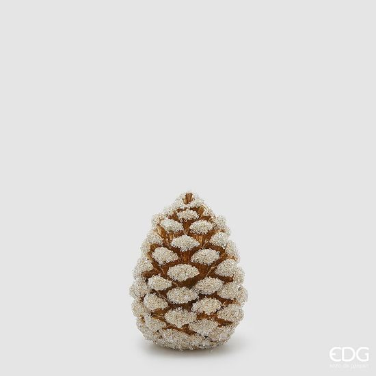 Vánoční dekorace šiška zlatá s flitry, 19x14 cm