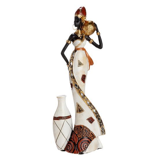 Dekorace figura Afričanka Imara s nádobou 1ks, 7,5x12x32 cm