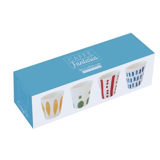 Porcelánová sada hrnků na espresso bez ucha 4ks Caffe Fantasia 60 ml Cirkus, Easy Life