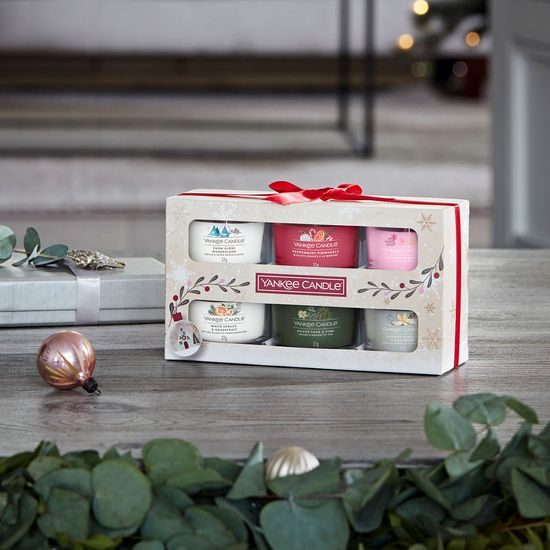 Yankee Candle - Vánoční dárková sada votivní svíčka ve skle 6ks