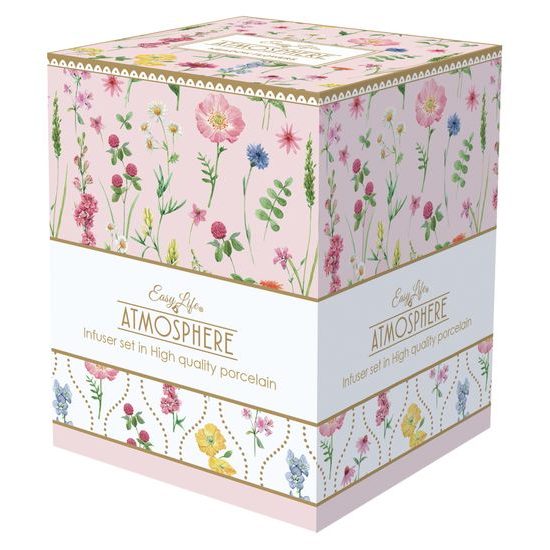 Porcelánový hrnek se sítkem a pokličkou na čaj 350ml Meadow Flowers, Easy Life