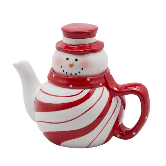 Vánoční porcelánová konvice na čaj ve sněhuláka, 17x20x14 cm