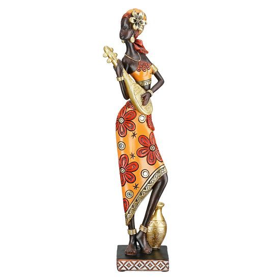 Dekorace figura Afričanka African Beat s kytarou, 6x6,5x32 cm