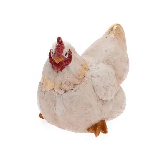 Velikonoční dekorace slepice bílá/béžová, 23x14,5x18,5 cm