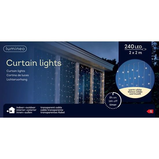 Vánoční osvětlení do okna 240 LED teplá bílá, 2x2 m