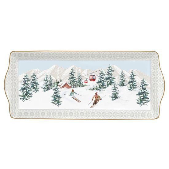 Vianočný porcelánový podnos Chalet 35x15cm, Easy Life