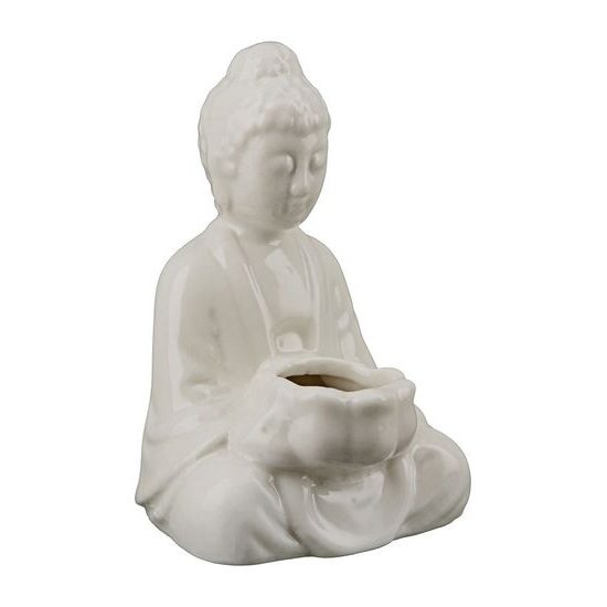 Porcelánová dekorácia Buddha biely, 7x11 cm