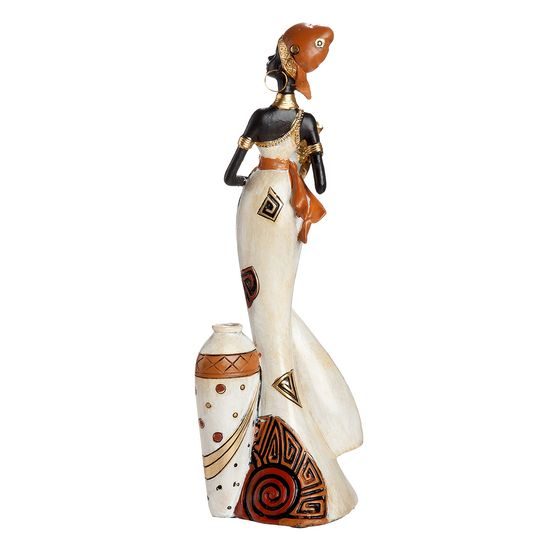 Dekorace figura Afričanka Imara s nádobou 1ks, 7,5x12x32 cm