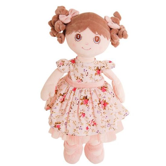 Plyšová panenka Ninka v květovaných šatech, 25 cm