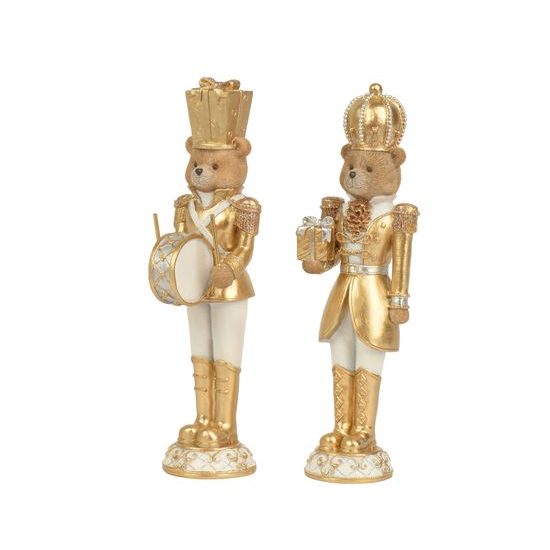 Vánoční dekorace figura medvídek voják zlatý 1ks, 7x8,5x25,5cm
