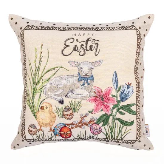 Velikonoční gobelínový potah na polštář Happy Easter, 45x45cm