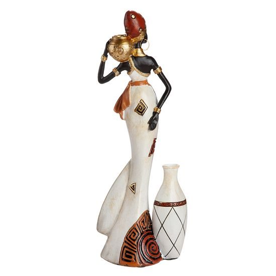 Dekorace figura Afričanka Imara s nádobou 1ks, 7,5x12x32 cm