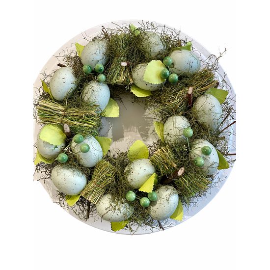 Veľkonočný veniec z vajíčok zelený, 30x8 cm