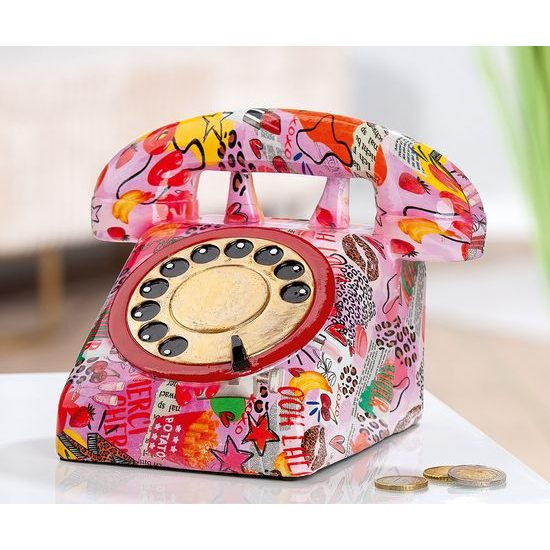 Dekorace pokladnička ve tvaru telefonu Ooh Lala, 16,5x20x15 cm