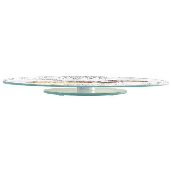 Otočný skleněný servírovací talíř bílý Les Fromages v dárkovém balení 32cm, Easy Life