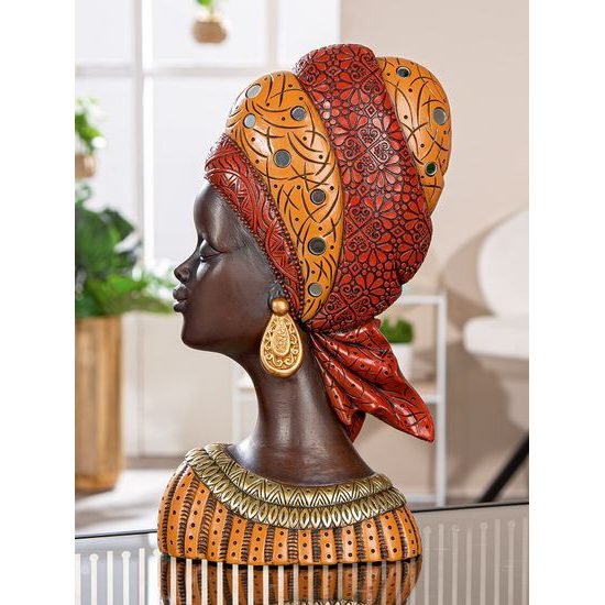 Dekorace figura hlava Afričanka Nosta, 10x20x32 cm