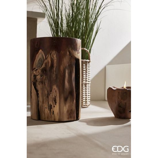 Dekorace svíčka ve dřevě natural, 19x21 cm