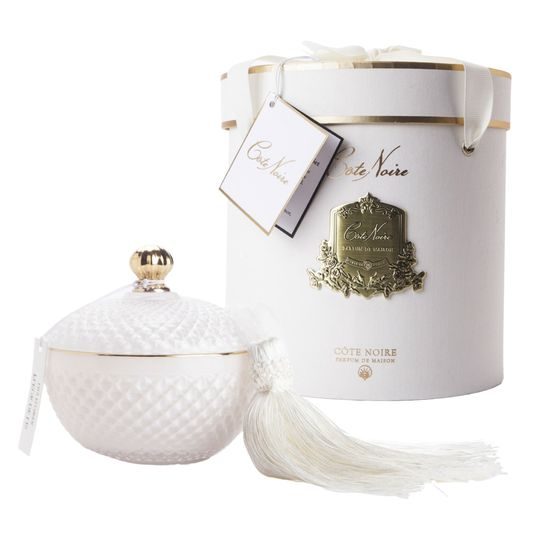 Côte Noire - Round Art Deco svíčka White & Gold, Čaj z květů jasmínu