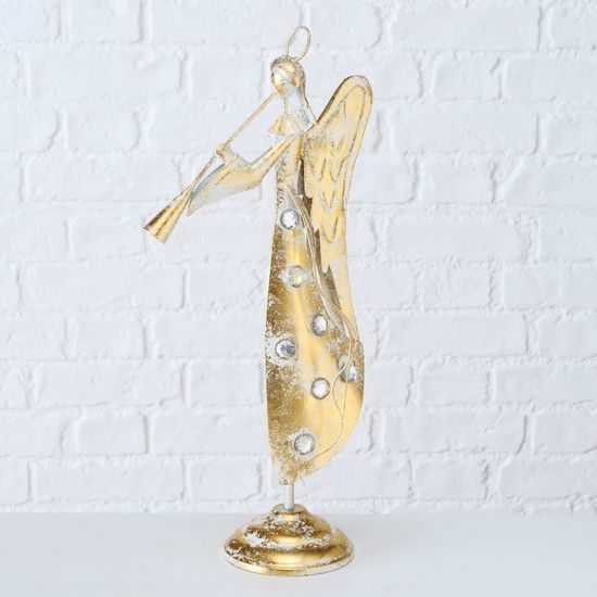 Anjel Eliza zlatý s kamienkami na sukňu, 45cm