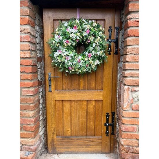 Jarní dekorace věnec na dveře jarní kvítí, 65-70cm