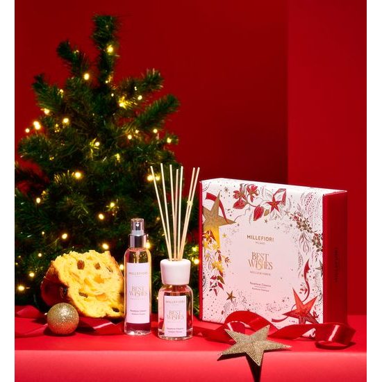 Millefiori Milano - Vánoční dárková sada difuzér 100ml a bytový sprej 150 ml Panettone Classico