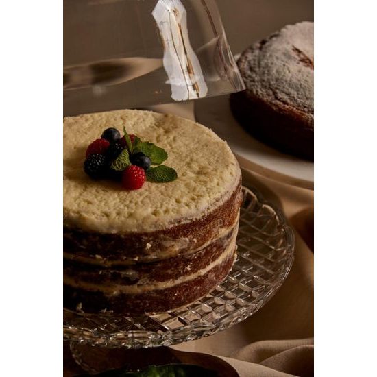 Sklenený podnos na tortu s poklopom, 29x31 cm