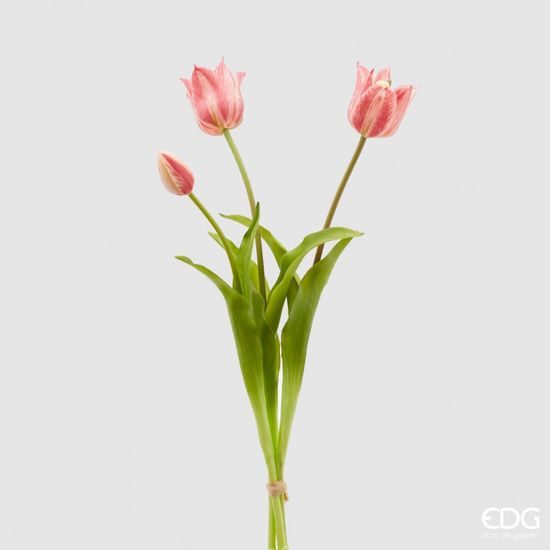 Umělá květina svazek tulipánů růžový, 48 cm
