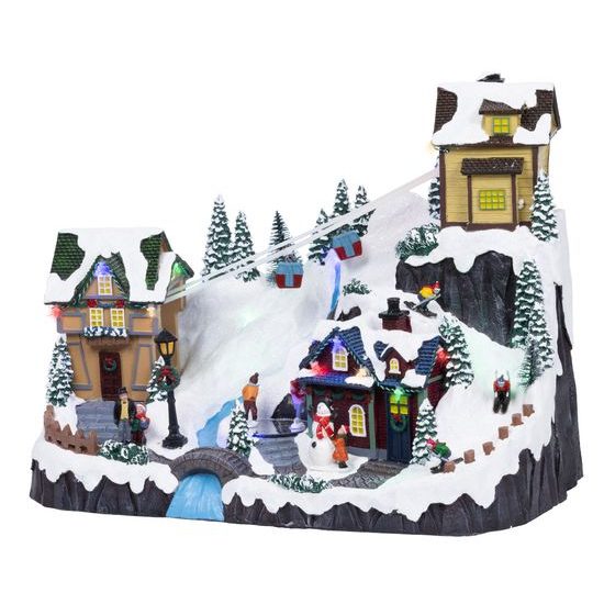 Vianočná dekorácia hracia zjazdovka s LED osvetlením, 25x42x31,5 cm