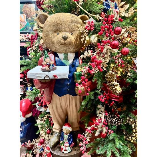 Vianočná dekorácia figúra medvedíka s knihou, 45x43x98 cm