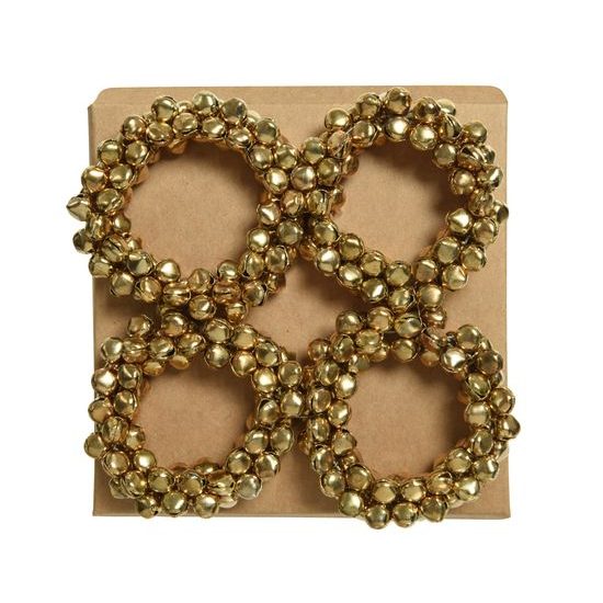 Vánoční kroužky na ubrousky rolničky zlaté 4ks, 6x1 cm