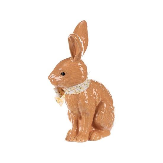 Velikonoční dekorace keramický zajíc hnědý, 19x24x11 cm