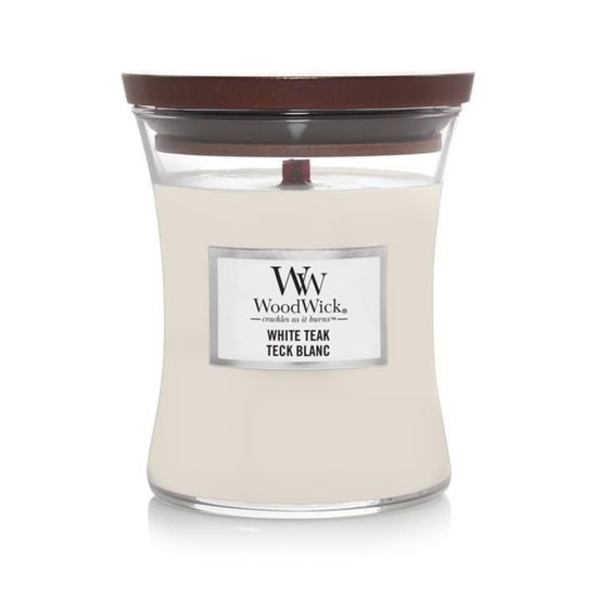 Woodwick - White Teak sviečka, váza stredná 275 g