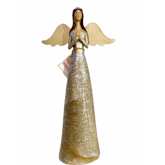 Anděl zlatý s čelenkou, 31x9x6 cm