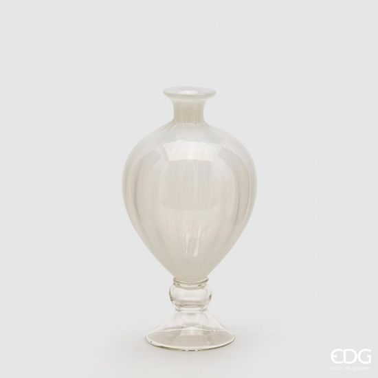 Sklenená váza Anfora biela, 38x20 cm