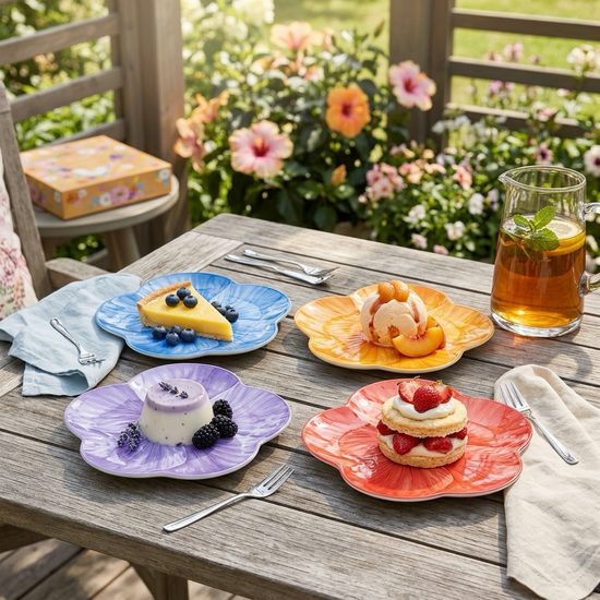 Letní sada talířů ibišek pestré 4ks Bouquet 21 cm, Easy Life