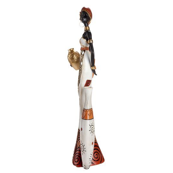 Dekorace figura Afričanka Imara s nádobou, 9,5x16,5x44 cm