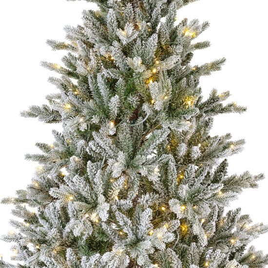 Vánoční umělý zasněžený strom borovice Allison 430 LED, 127x210 cm