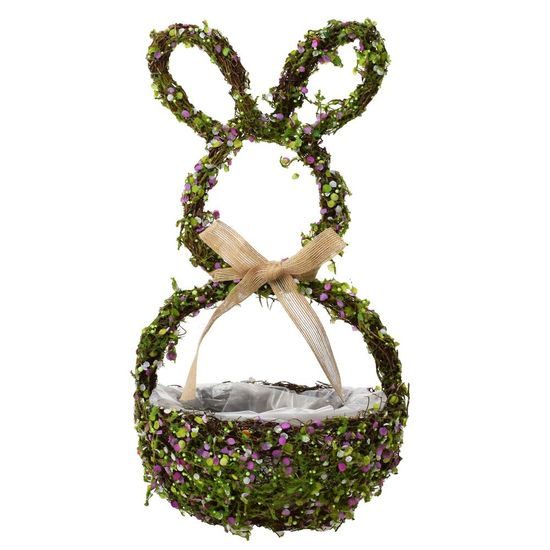 Velikonoční proutěný obal na květiny zajíc, 23x23x45 cm