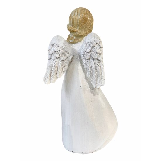 Anděl v dlouhých šatech bílý, 14,5x6x7 cm