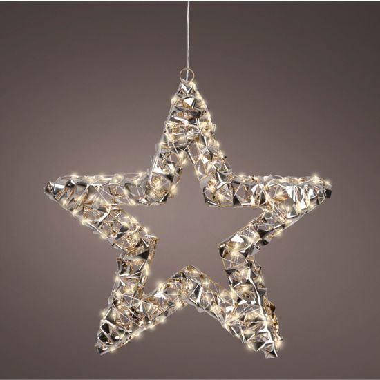 Vianočná dekorácia hviezda s LED svetlami a blikajúcim efektom zlatá, 8x38 cm