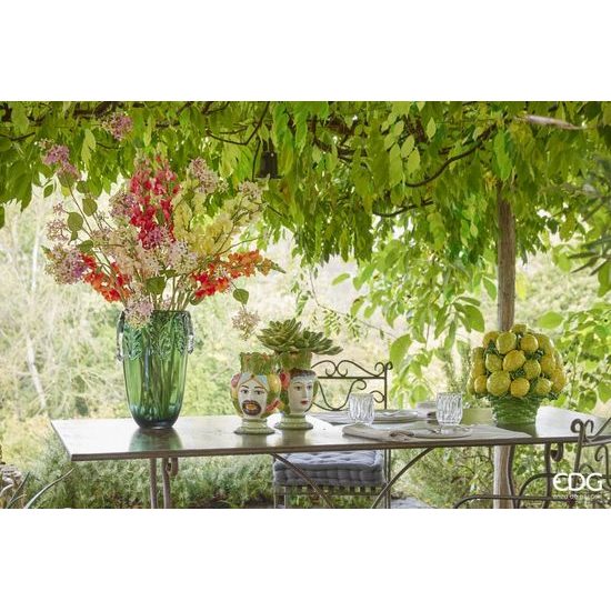 Skleněná váza Foglie zelená, 37x23 cm