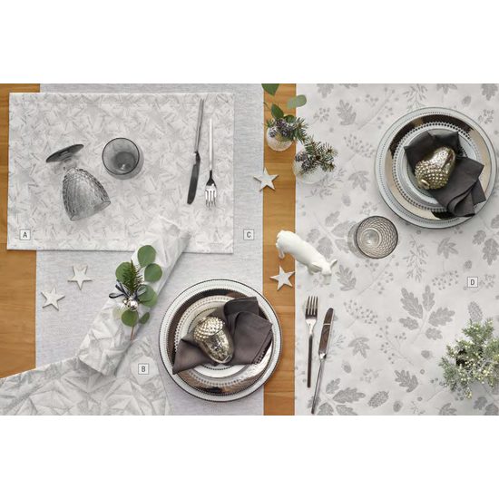 Vianočný obrus Piante 130x170 cm bielo-strieborný, Sander