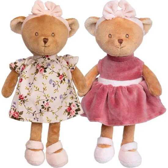 Plyšový medvedík Baby Meli v ružových šatách 1ks, 15cm