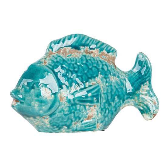 Keramická dekorace ryba modrá, 10x25x16 cm